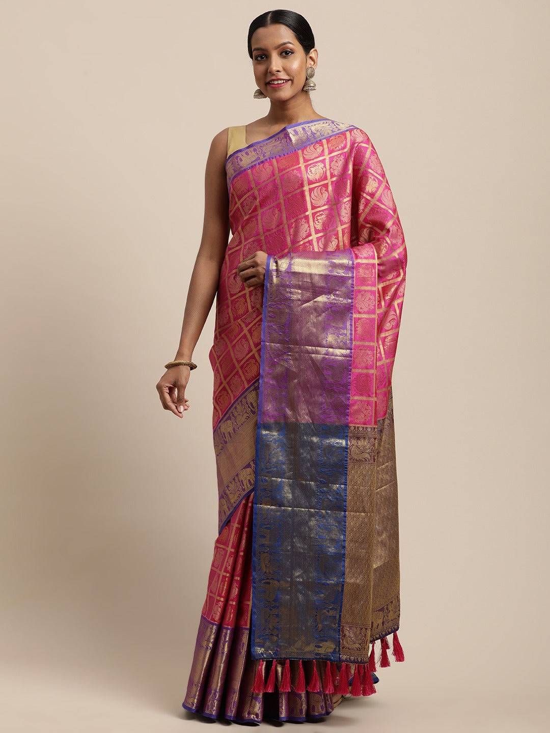 Banarasi Pattu Zari Motifs Festive Wear Saree