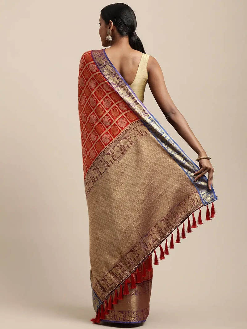 Exclusive Banarasi Pattu Zari Motifs Festive Wear Saree
