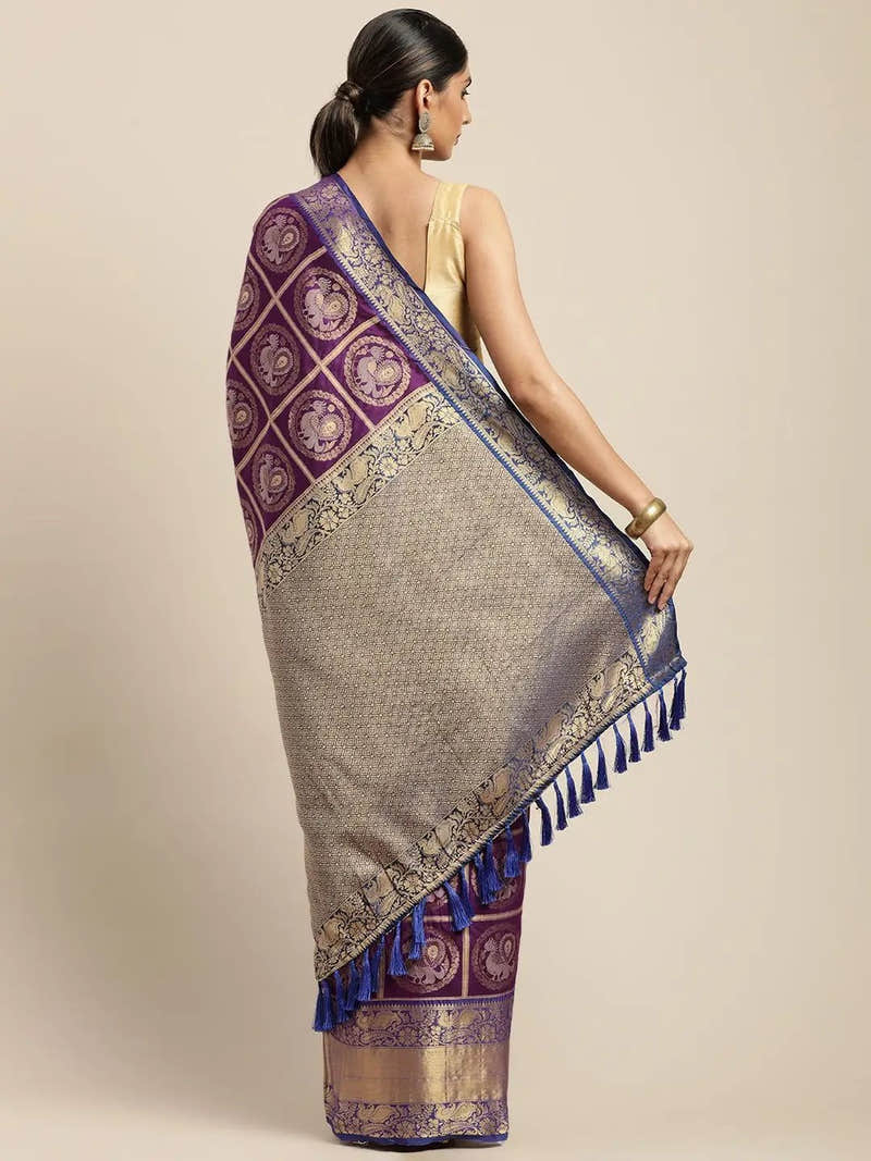 Exclusive Banarasi Pattu Zari Motifs Festive Wear Saree
