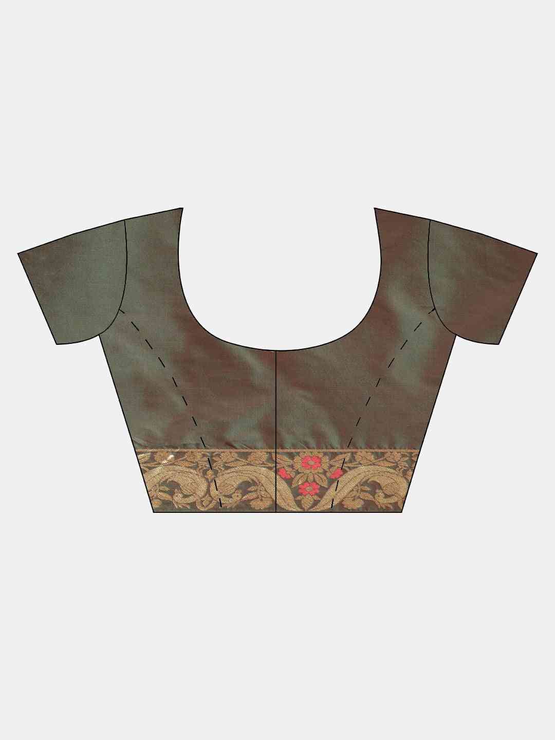 Stylish Kanjivaram Gajari Colour Ethnic Motifs Silk Saree