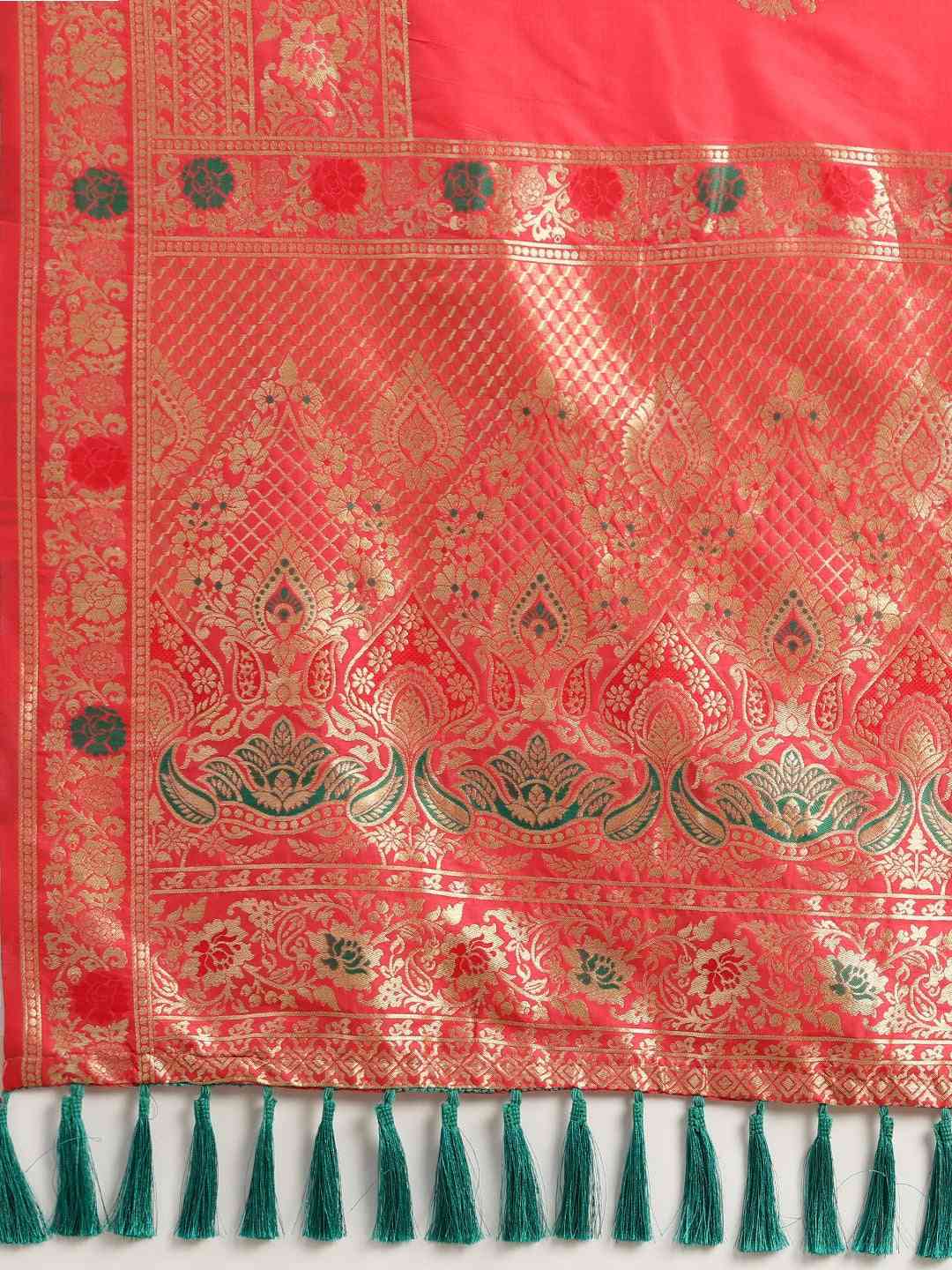 Latest Kanjivaram Gajari Colour Woven Design & Zari Saree