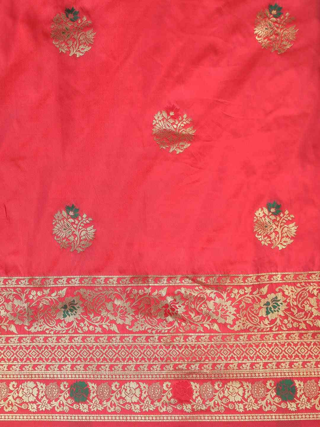 Latest Kanjivaram Gajari Colour Woven Design & Zari Saree