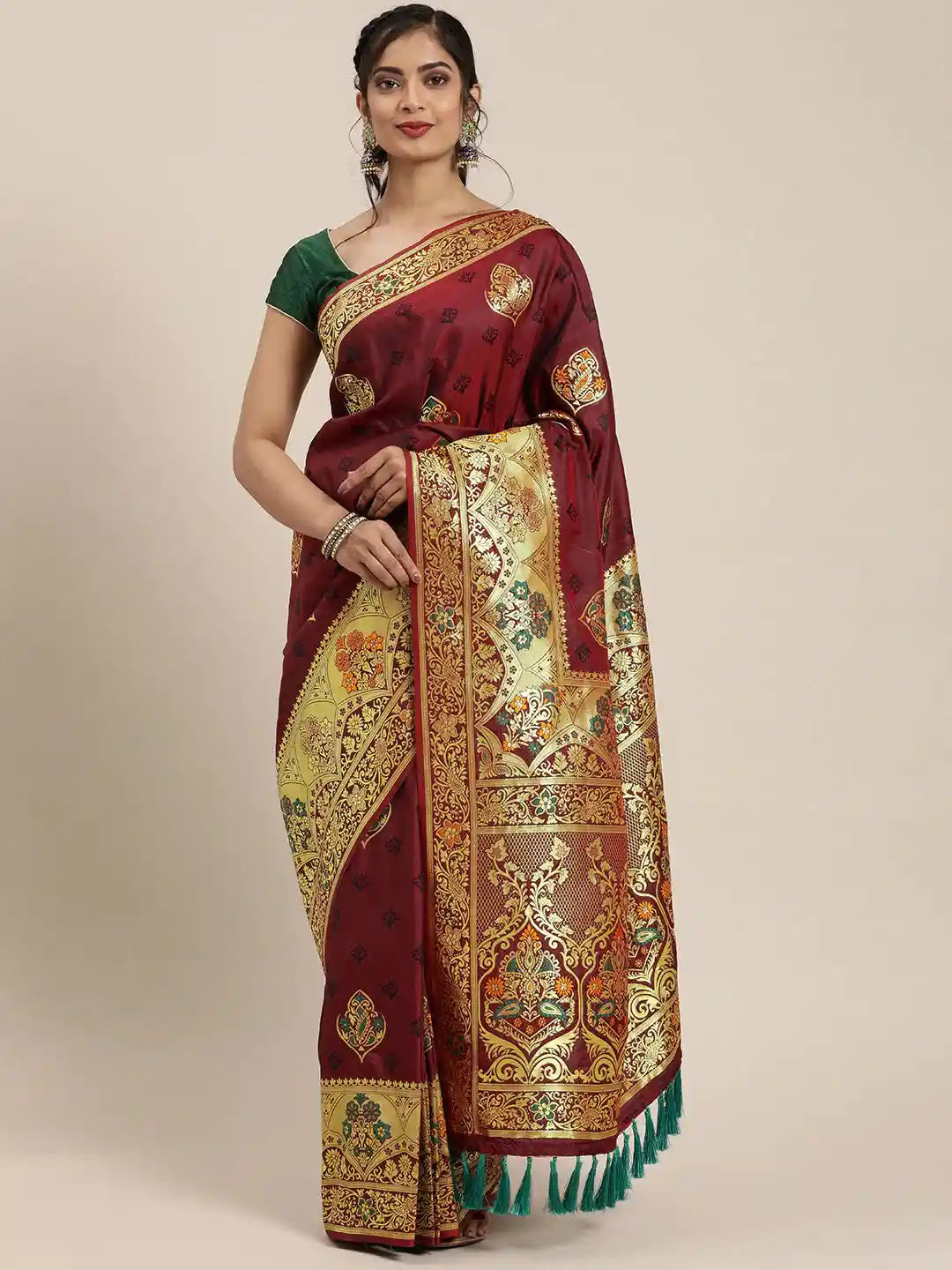 Stylish Maroon Kanjivaram Silk Saree