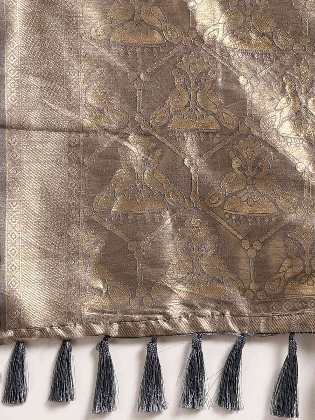 Beautiful Banarasi Grey Colour Woven Design Saree