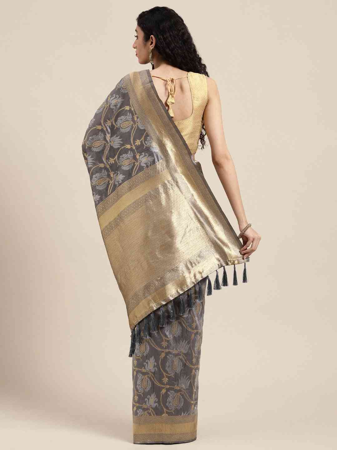 Exclusive Banarasi Grey Colour Woven Design Saree