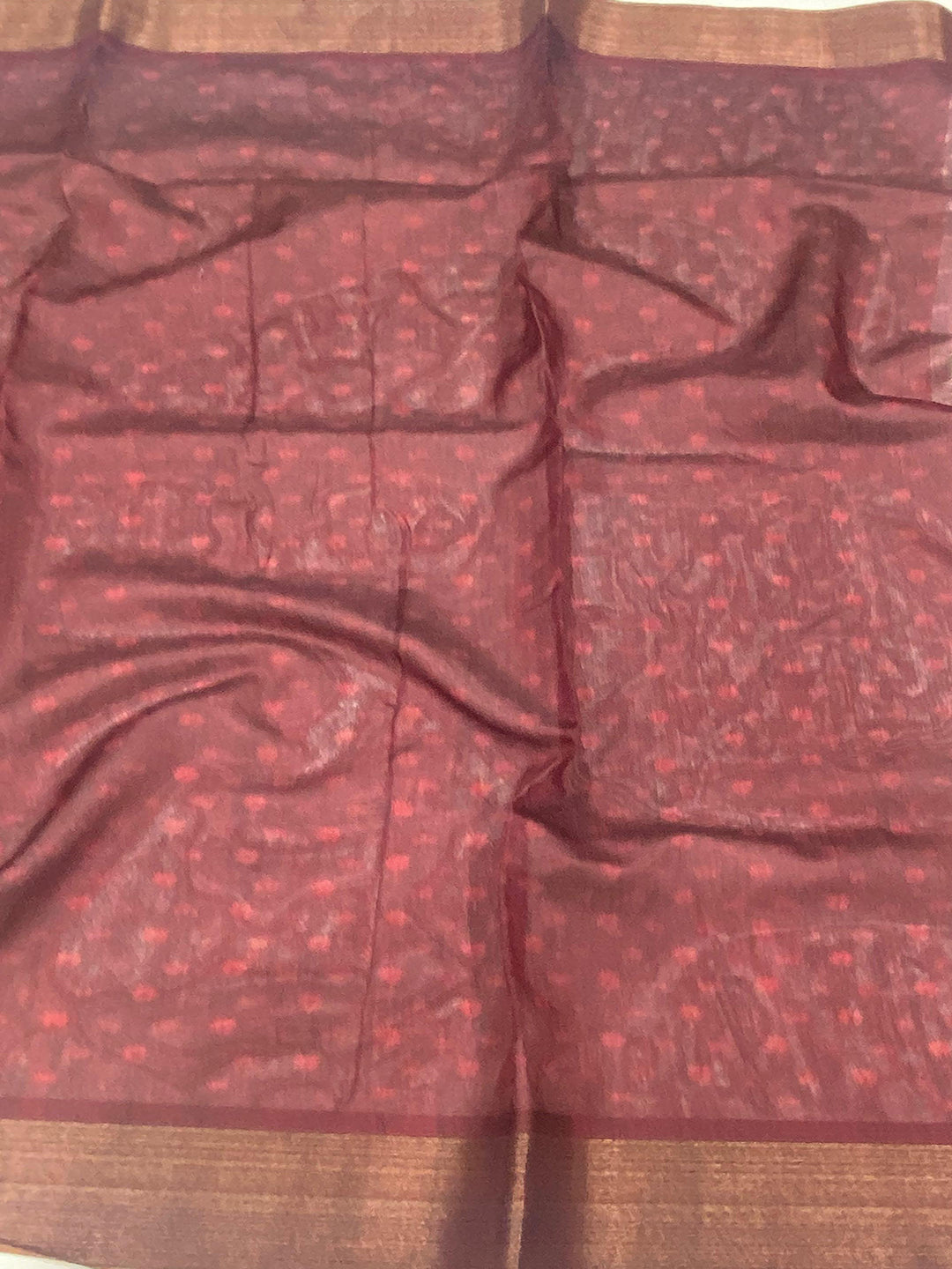 Brown Kalamkari Tussar Silk Saree