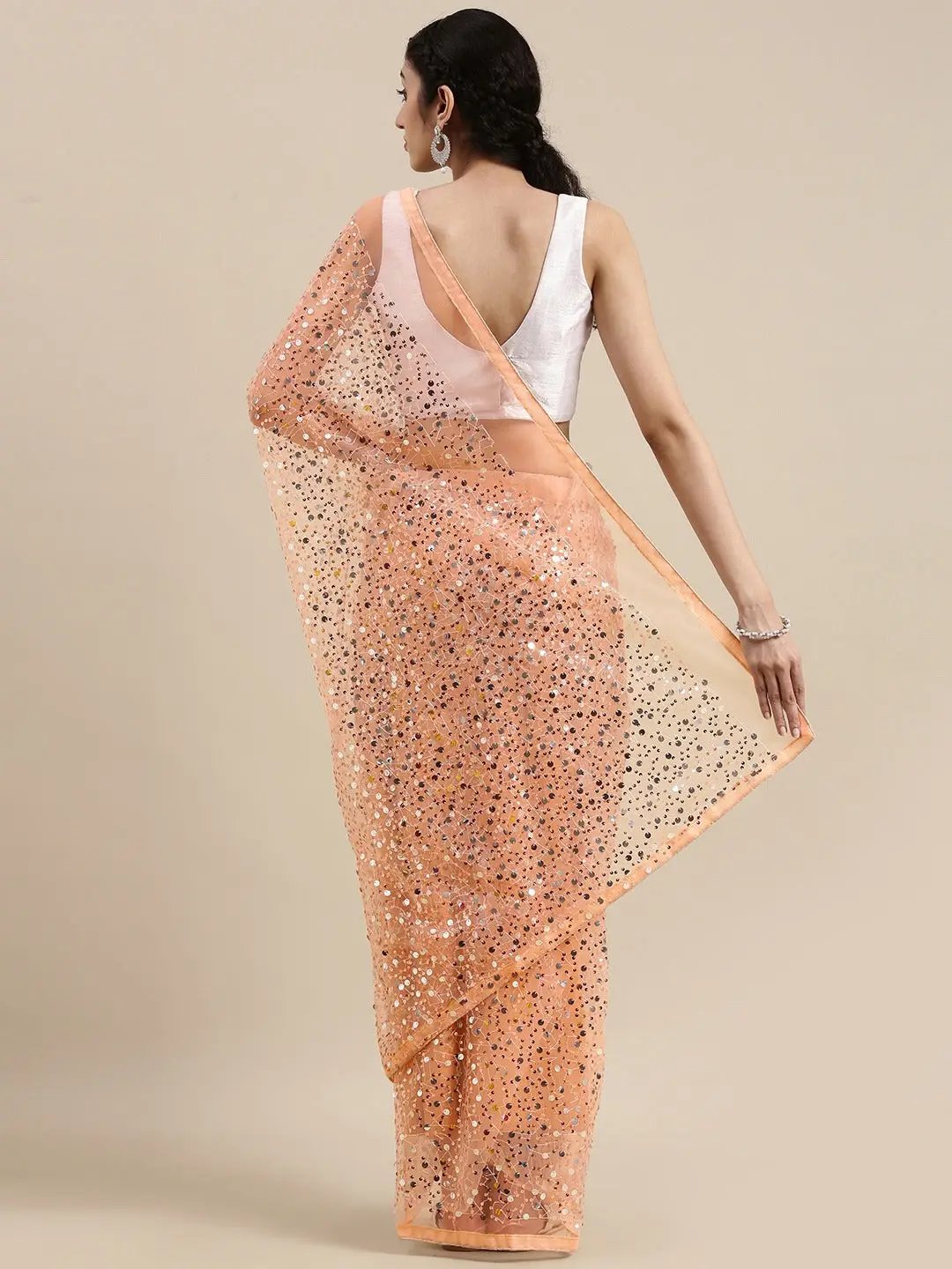 Soft Poly Net Sequence Work Party Wear Saree