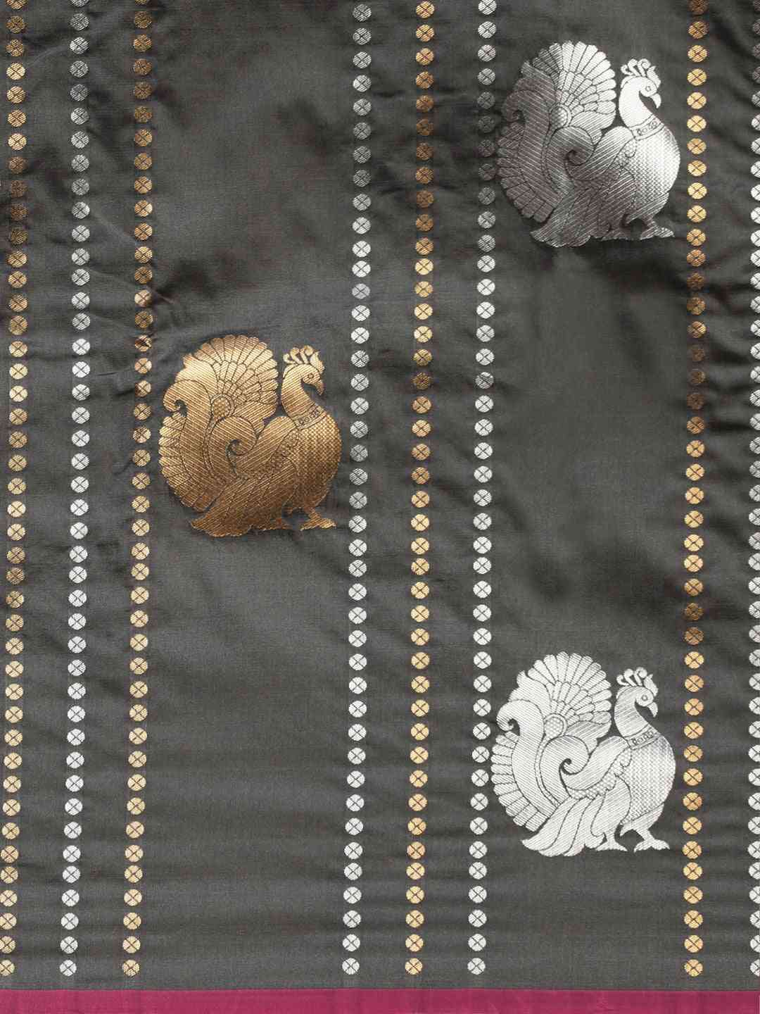 Trendy Banarasi Grey Colour Silk Blend Saree