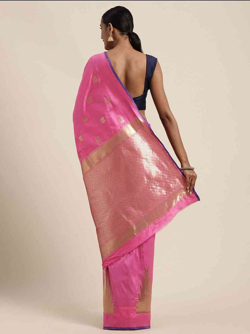 Beautiful Light Pink Silk Woven Design Banarasi Saree