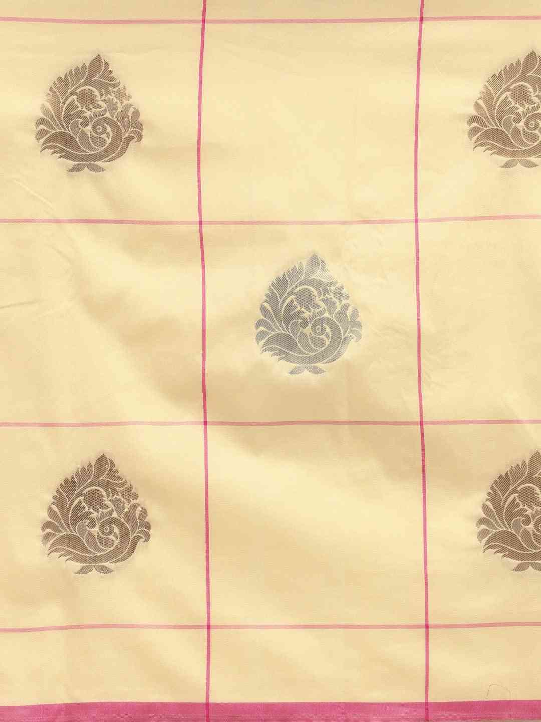 Exclusive Banarasi Cream Colour Woven Design Zari Silk Saree