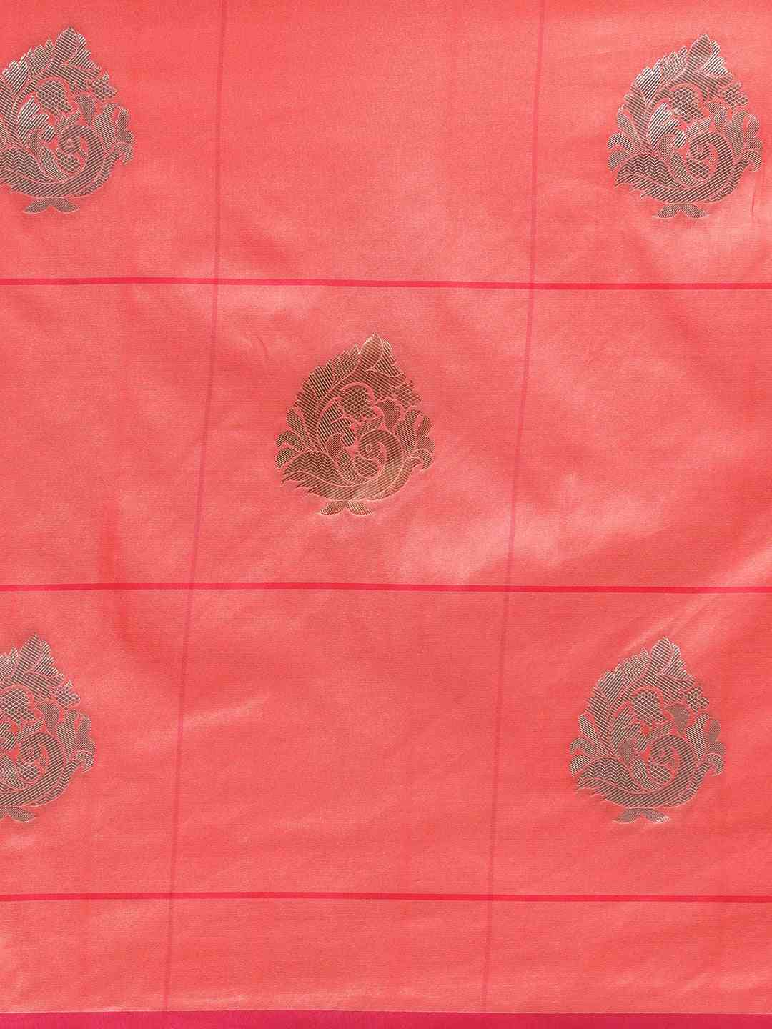 Banarasi Gajari Colour Woven Design With Zari Silk Saree