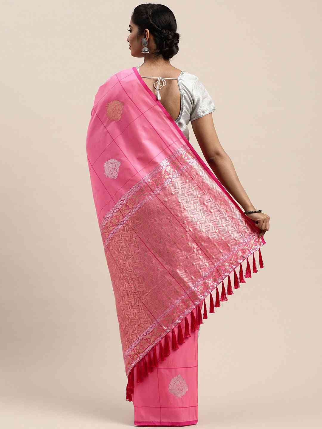 Exclusive Banarasi Pink Colour Zari Silk Saree Collection