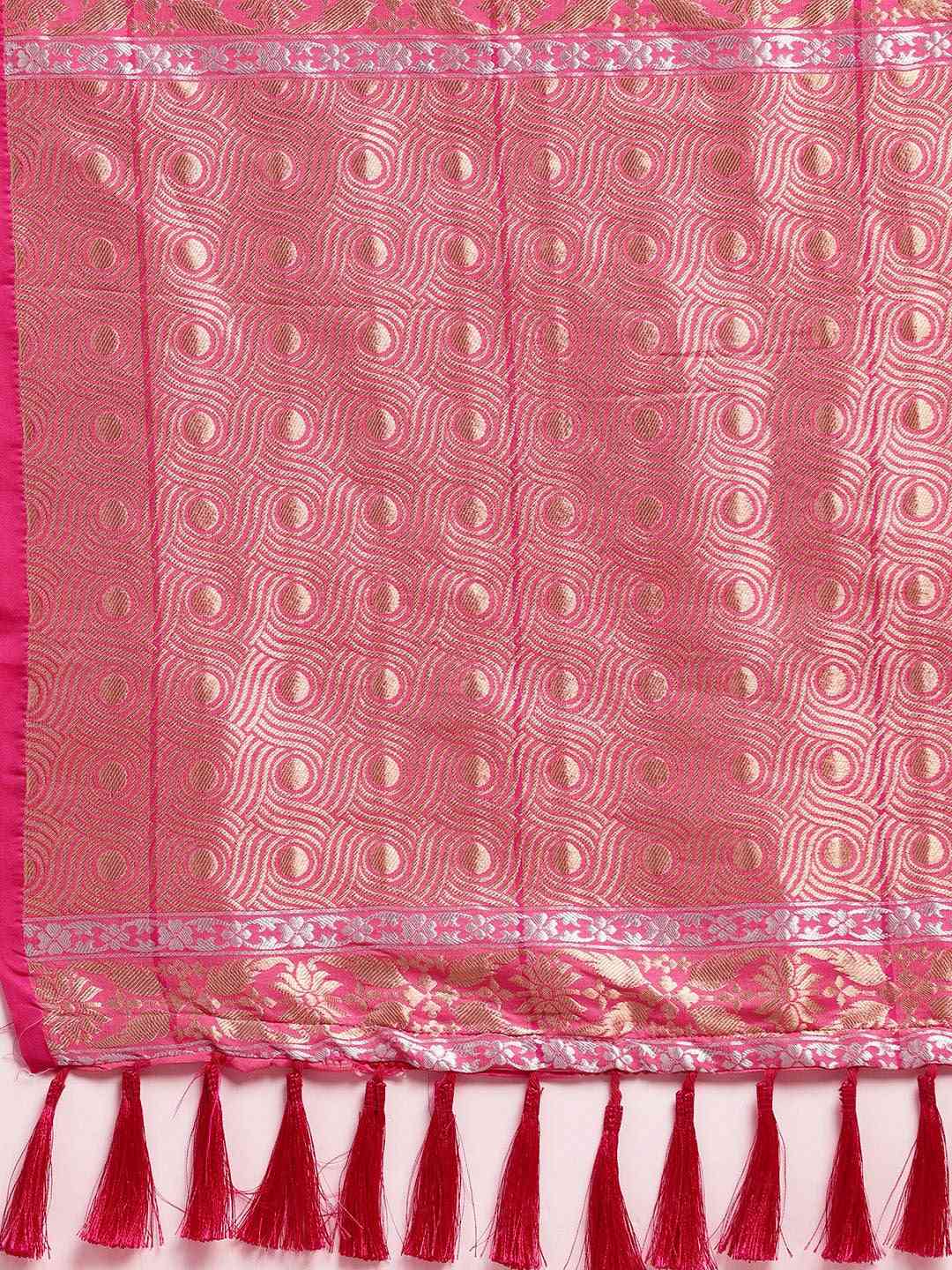 Exclusive Banarasi Pink Colour Zari Silk Saree Collection