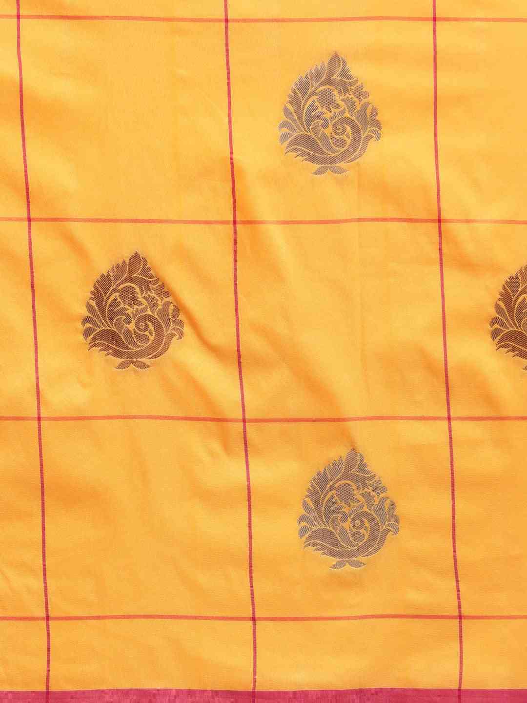 Banarasi Mustard Coour Woven Zari Design Saree