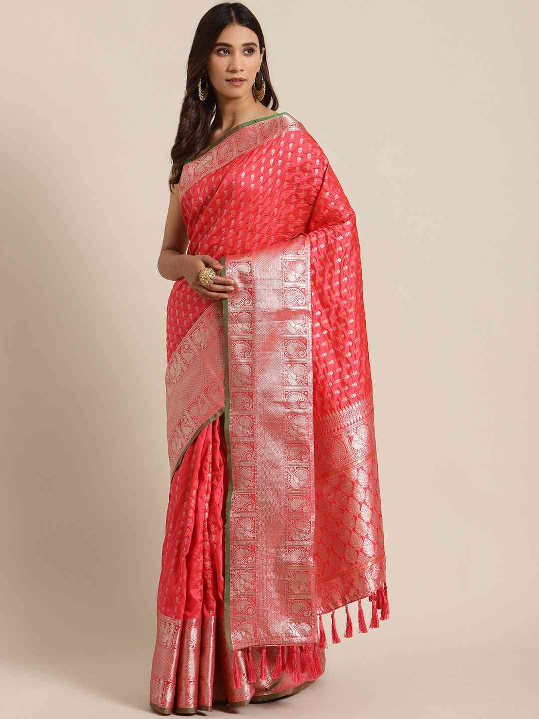 Exclusive Banarasi Gajari Colour Woven Design Silk Saree