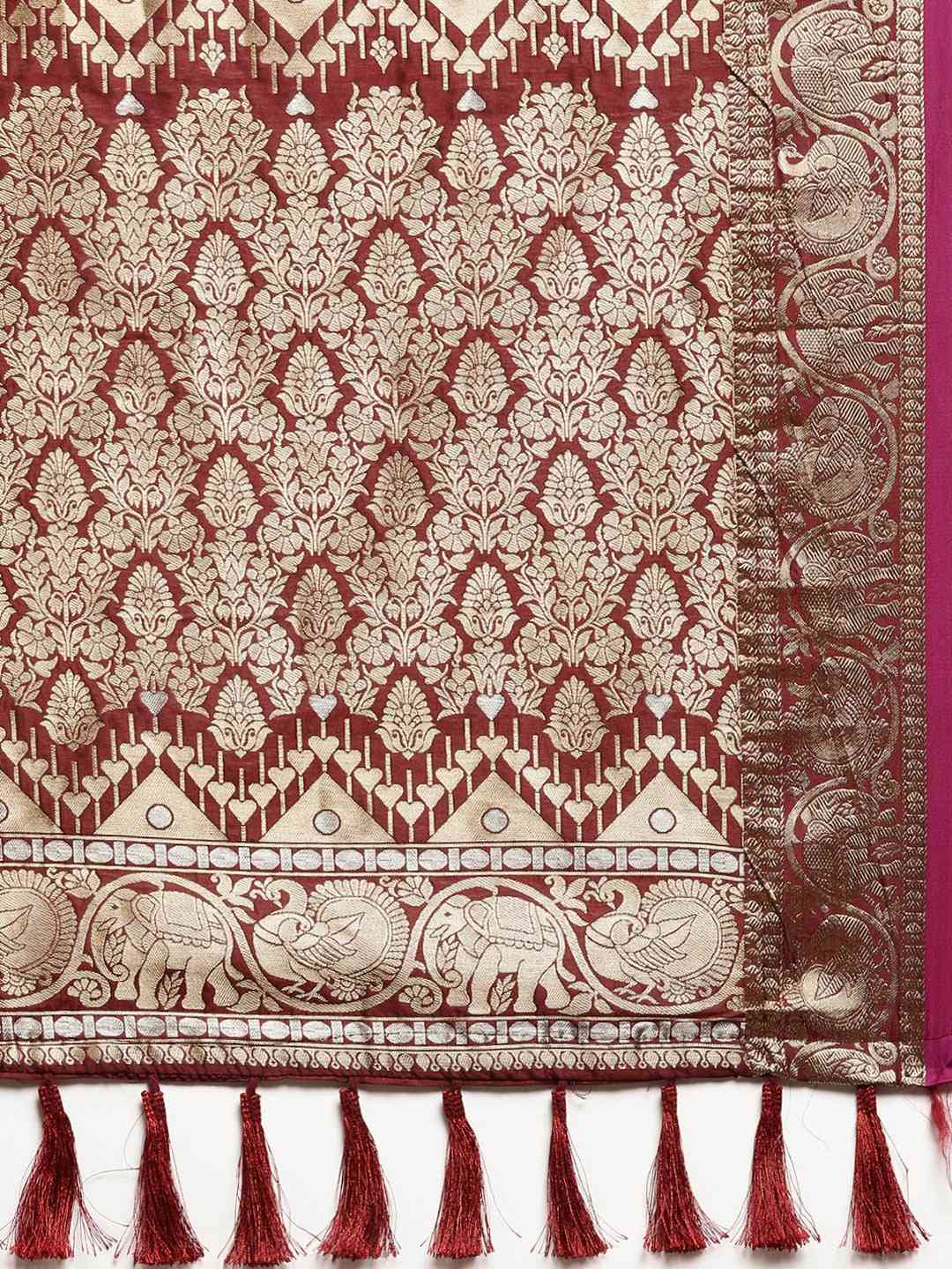 Attractive Banarasi Brown Colour Saree With Woven Design