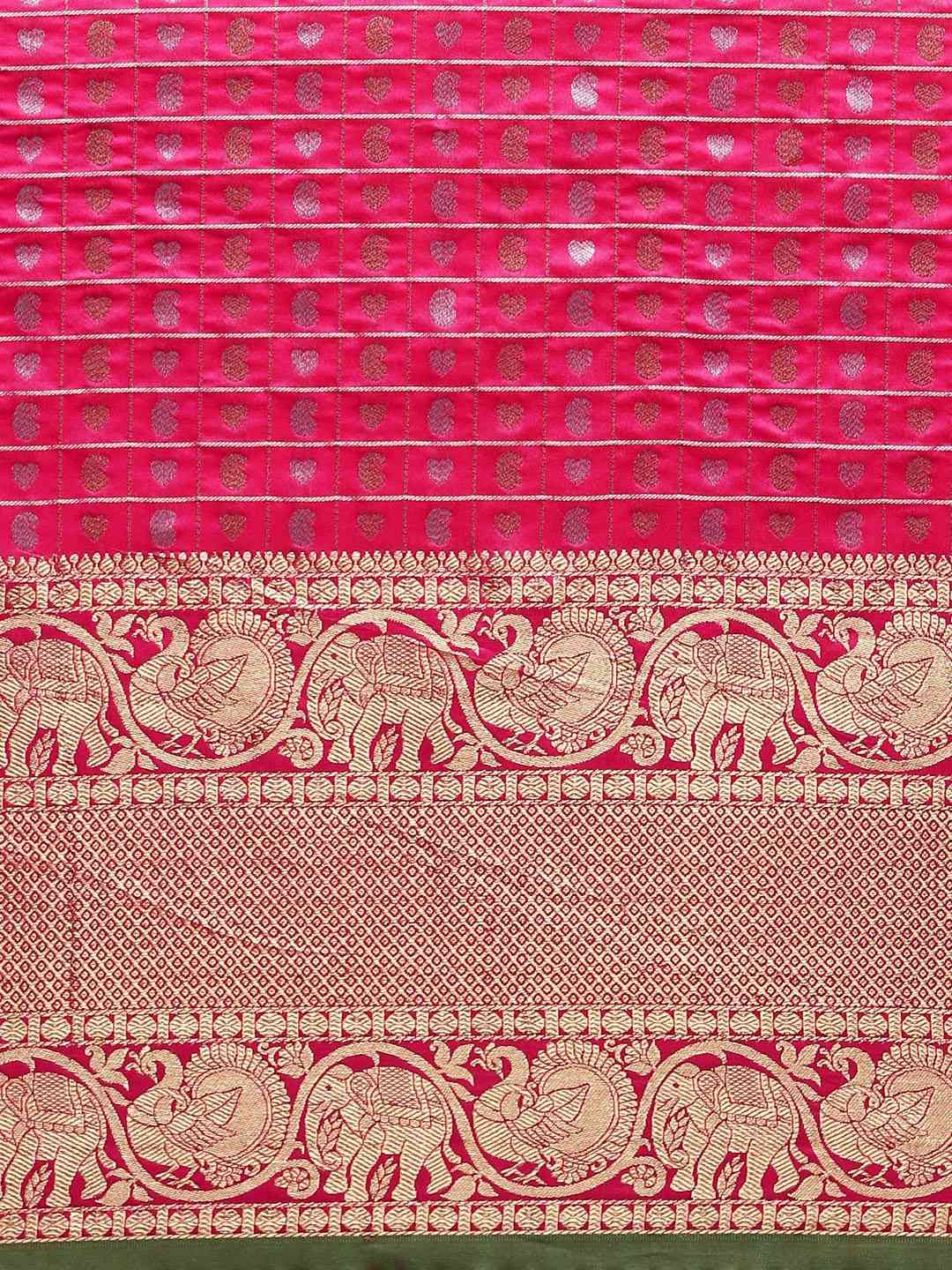 Stylish Banarasi Pink Colour Saree With Woven Design