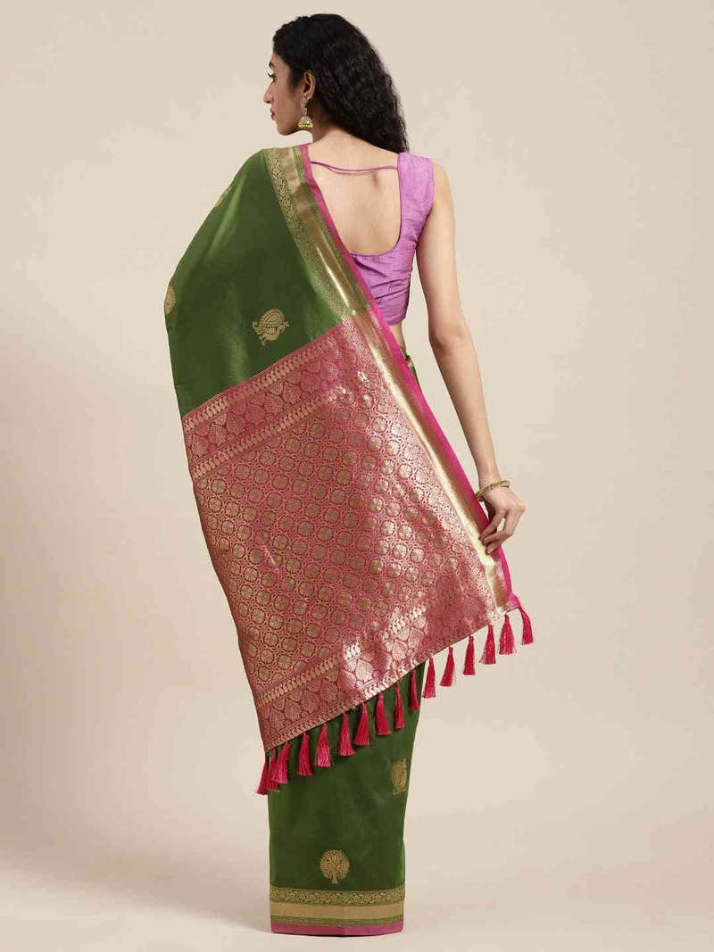 Banarasi Green Colour Silk Blend Woven Design Saree