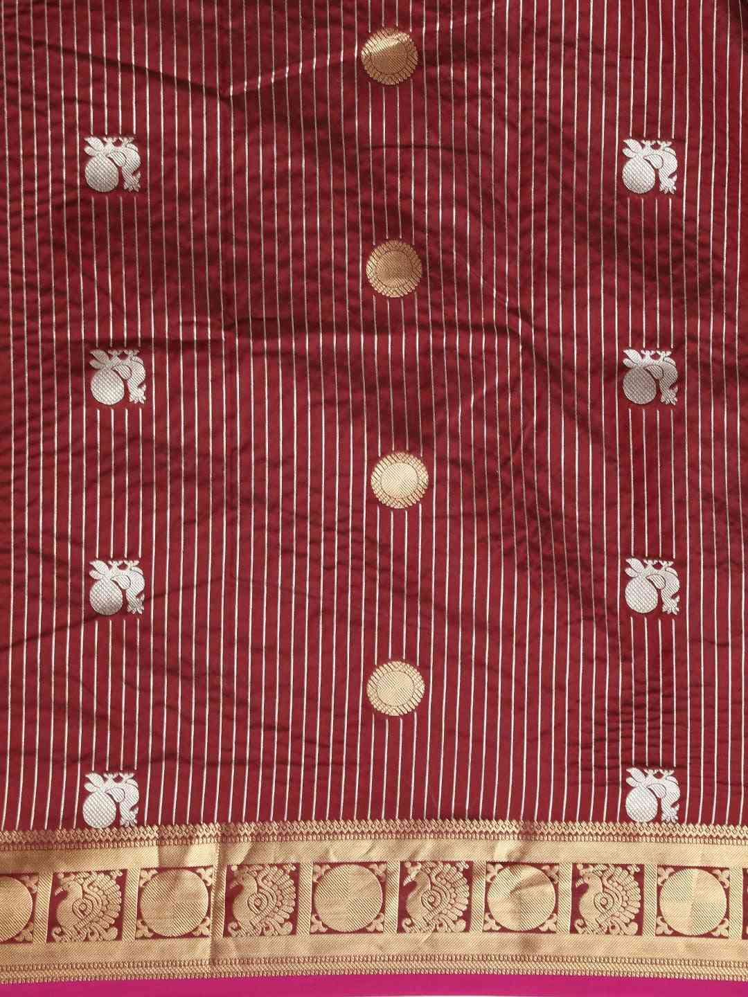 Beautiful Embellished Maroon Colour Silk Banarasi Saree