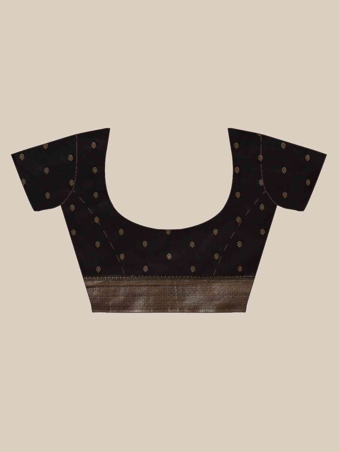 Banarasi Striped Black Colour Silk Blend Saree