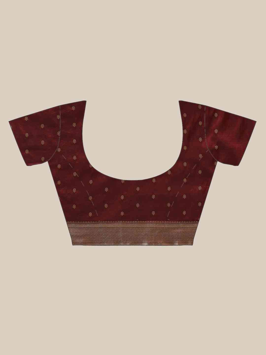 Banarasi Striped Maroon Silk Blend Saree