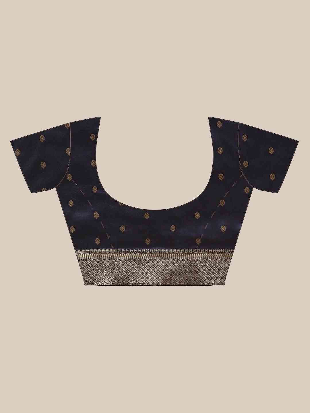 Stylish Banarasi Striped Navy Colour Silk Blend Saree