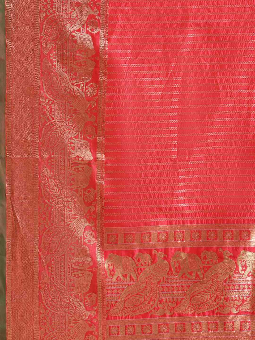 Banarasi Striped Gajari Silk Saree