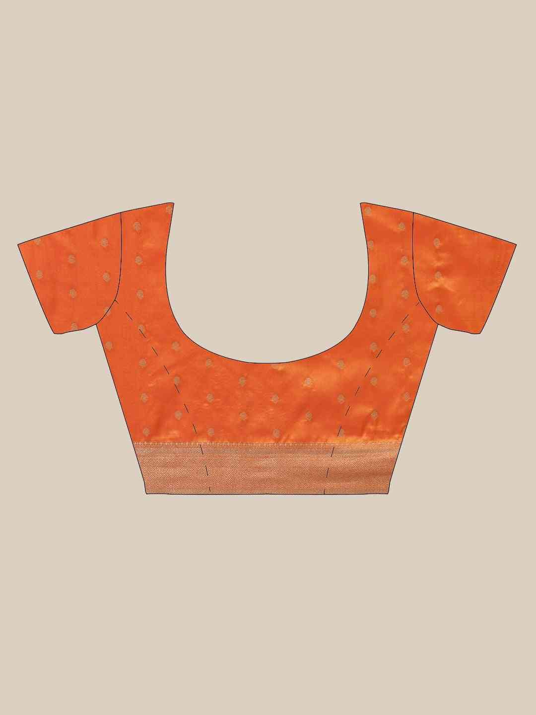 Banarasi Striped Orange Silk Blend Saree