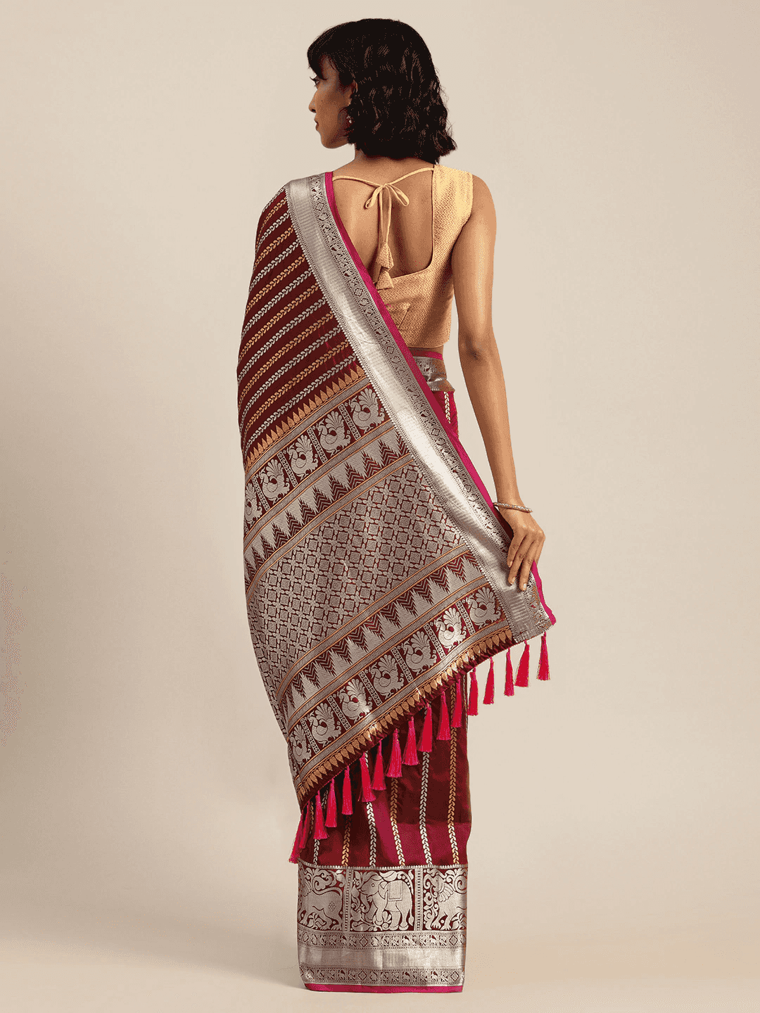 Latest Banarasi Maroon Colour Silk Blend Saree