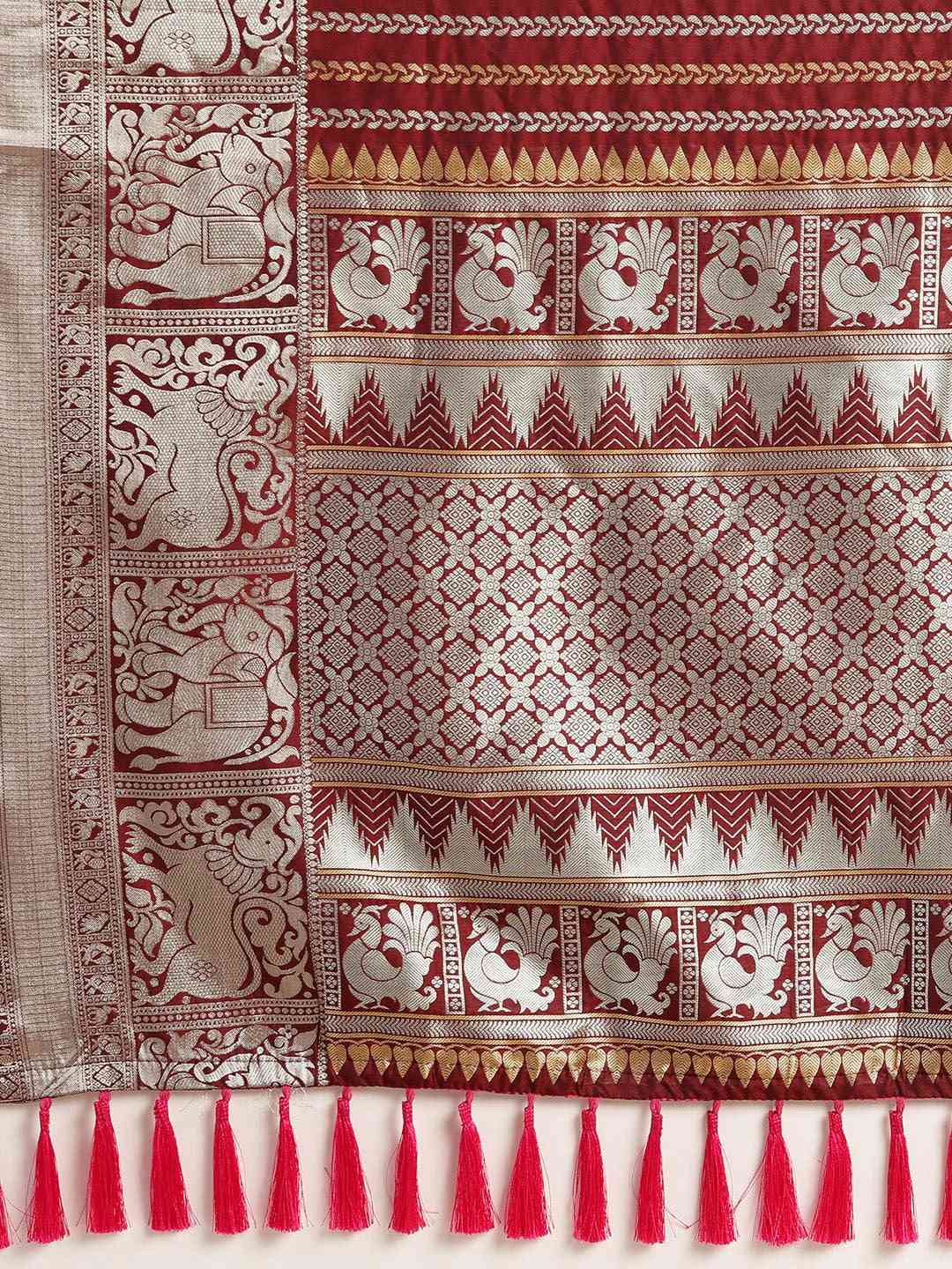 Latest Banarasi Maroon Colour Silk Blend Saree