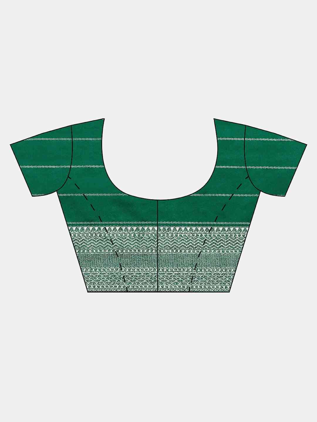 Banarasi Striped Silk Blend Saree in Dark Green