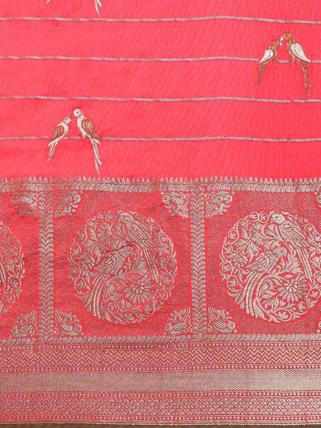 Beautiful Gajari Colour Banarasi Silk Blend Saree