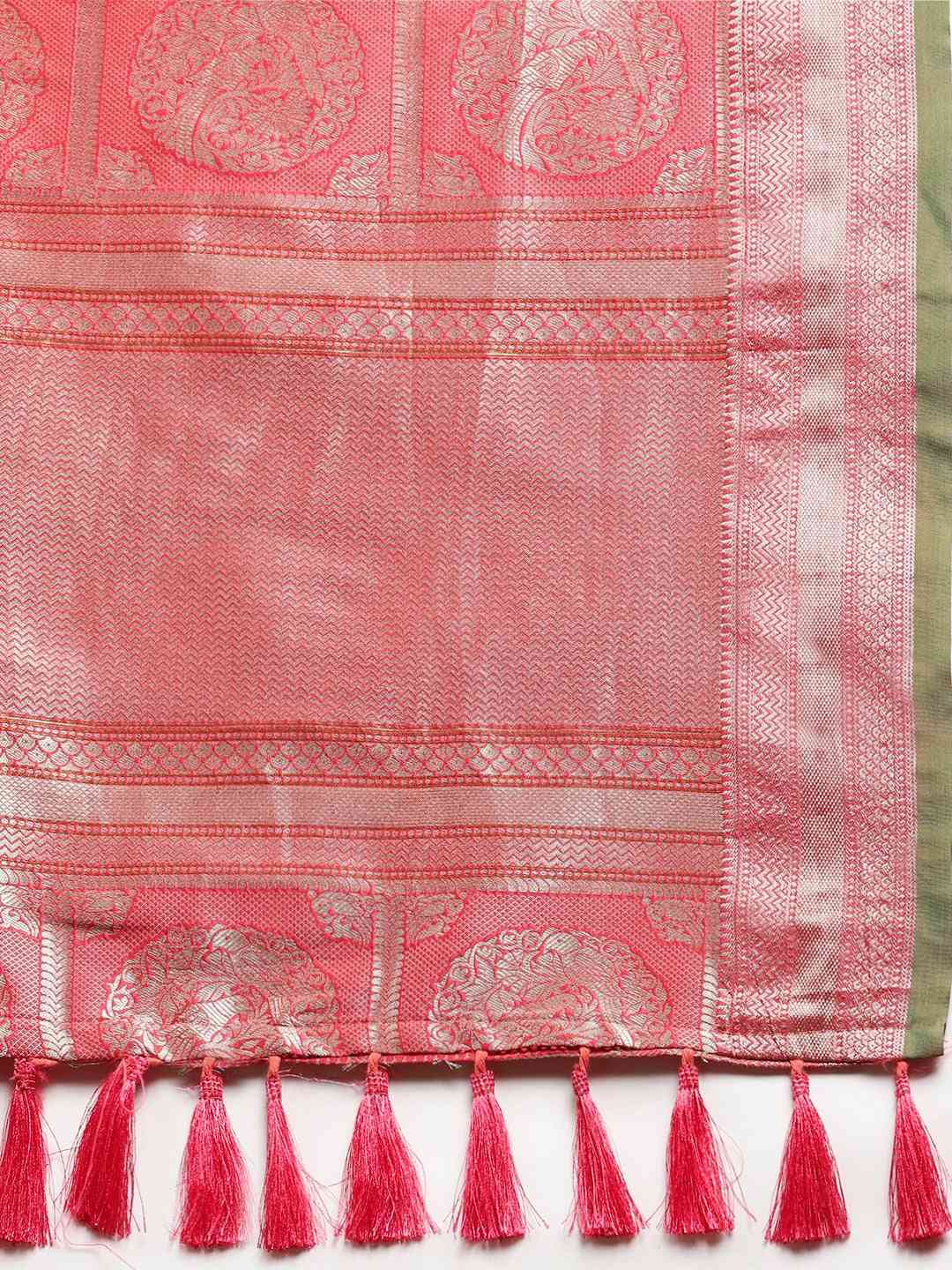 Beautiful Gajari Colour Banarasi Silk Blend Saree