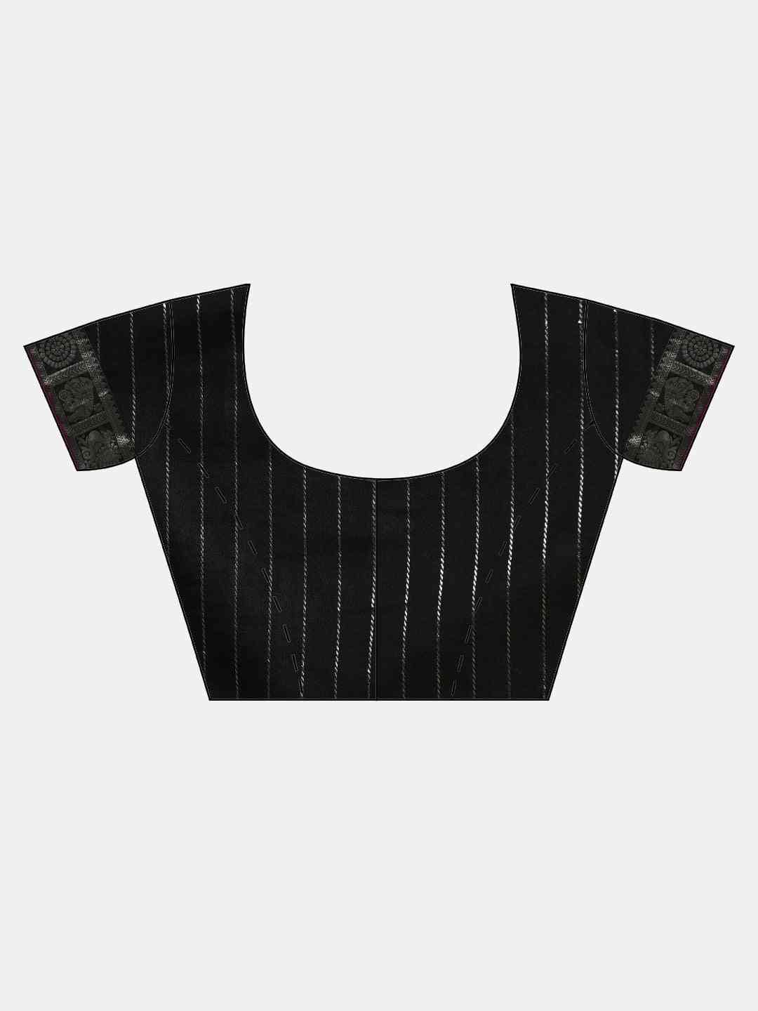 Beautiful Checked Banarasi Saree In Black Colour