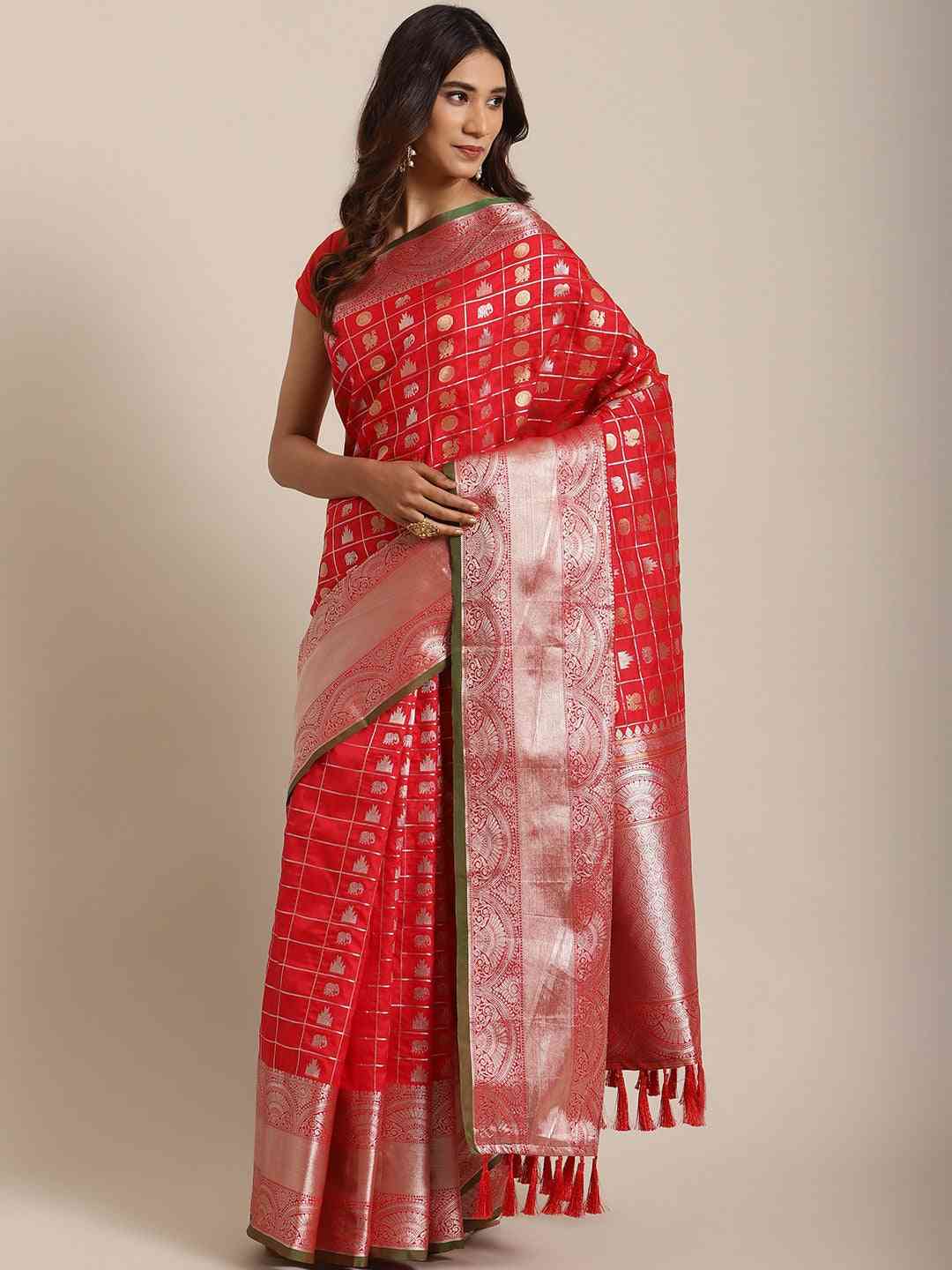 Exclusive Red Colour Woven Design Banarasi Saree