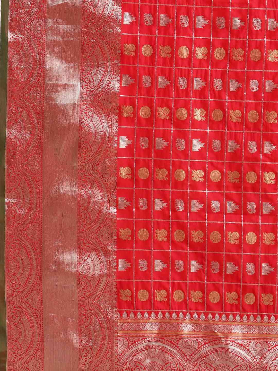 Exclusive Red Colour Woven Design Banarasi Saree