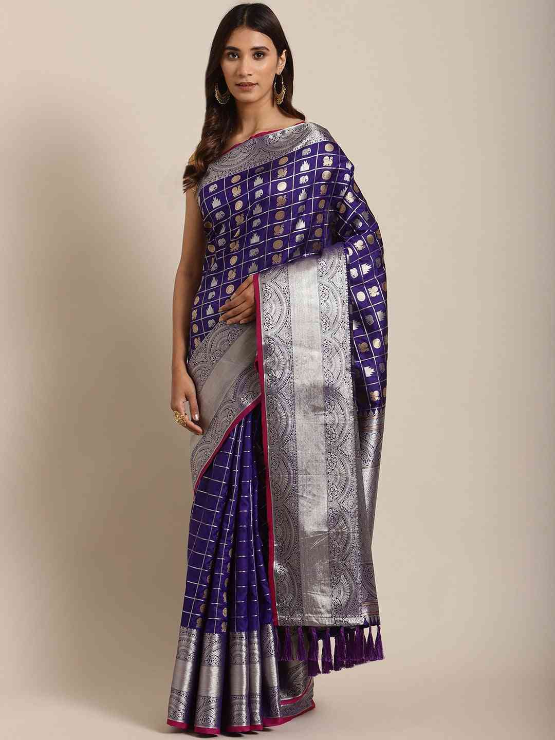Exclusive Blue Colour Woven Banarasi Saree
