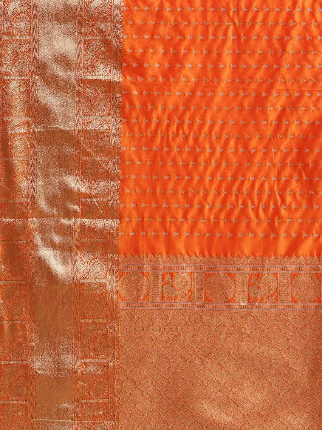 Stylish Digital Orange Colour Woven Banarasi Saree