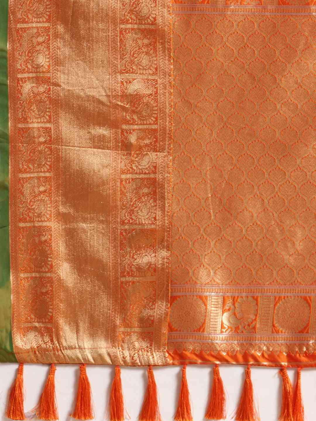 Stylish Digital Orange Colour Woven Banarasi Saree