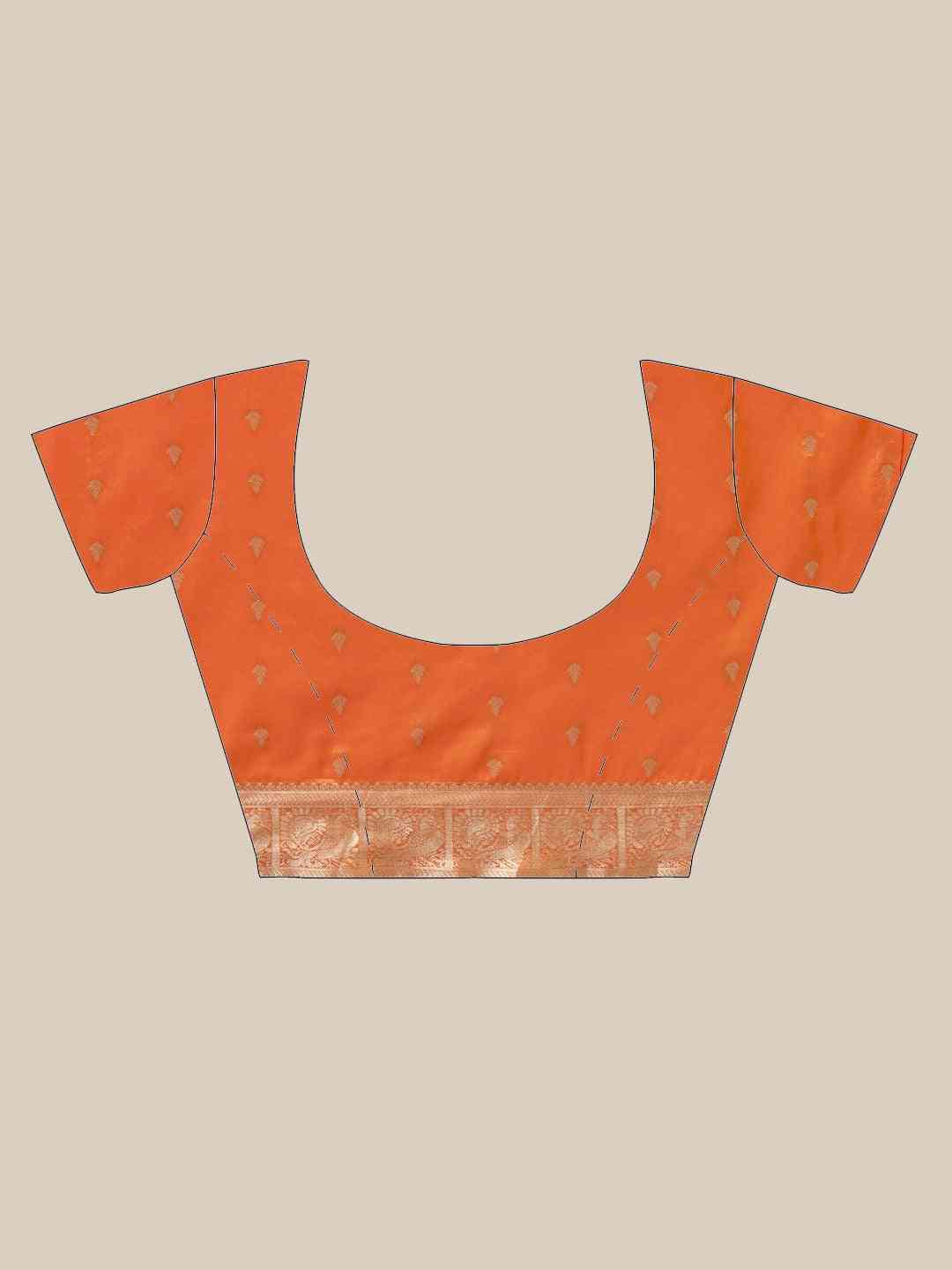 Stylish Digital Orange Colour Woven Banarasi Saree