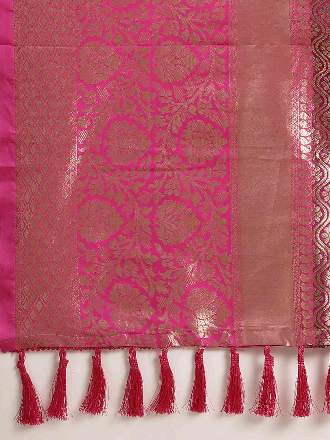 Stylish Black Colour Banarasi Silk Saree with Ethnic Motifs