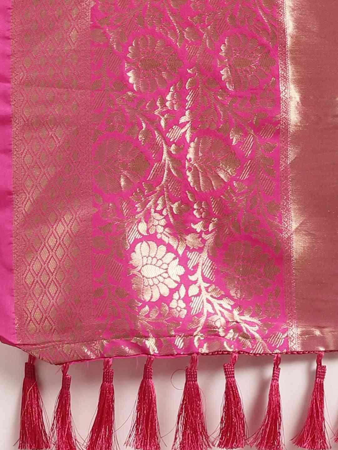 Stylish Grey Ethnic Motifs Banarasi Silk Saree