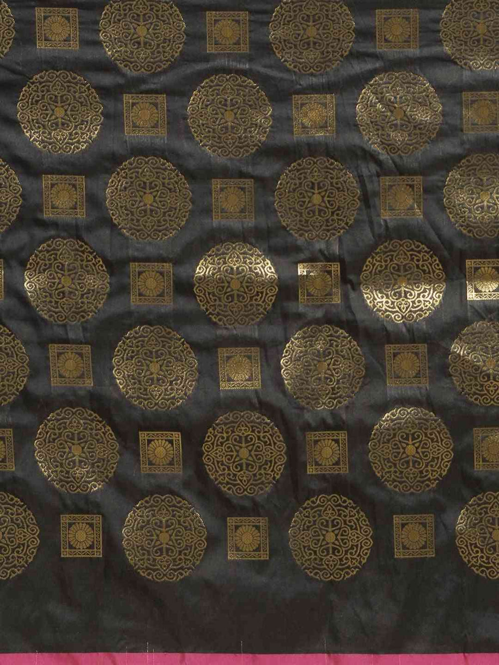 Traditional Black Colour Banarasi Saree With Ethnic Motifs