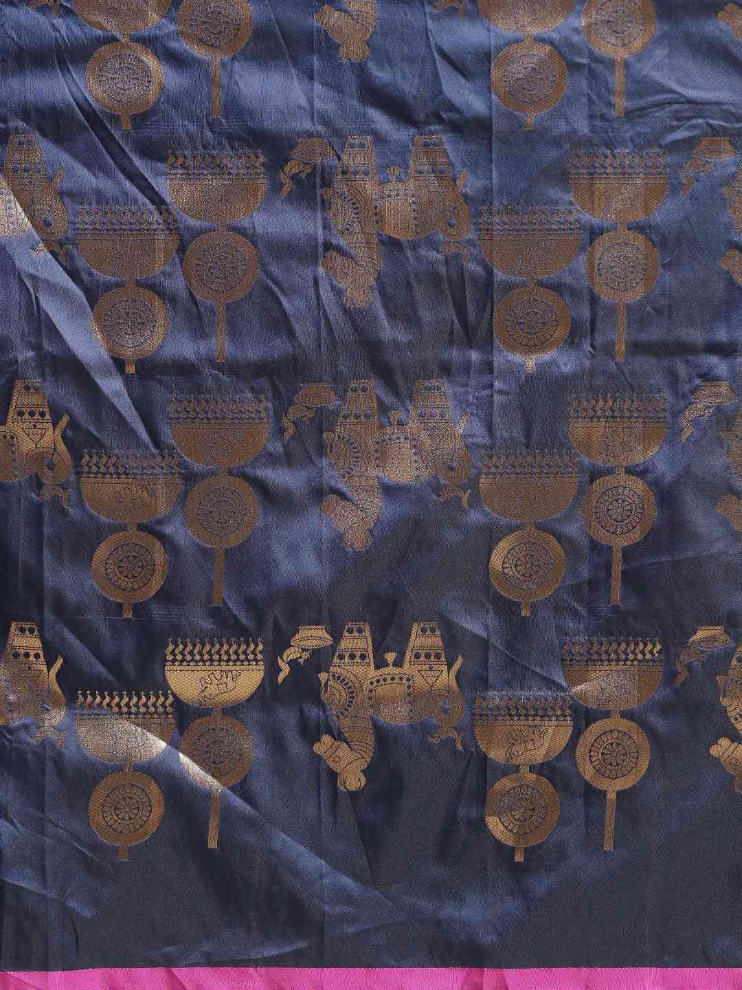 Beautiful Traditional Navy Colour Silk Banarasi Saree