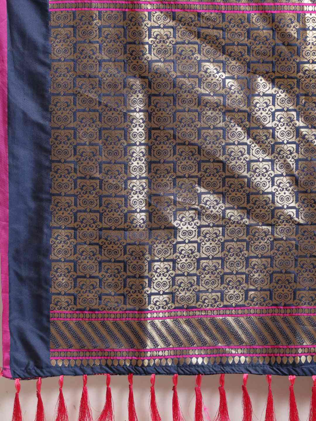 Beautiful Traditional Navy Colour Silk Banarasi Saree