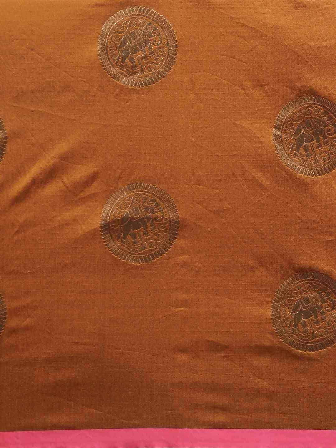 Honey Yellow Colour Banarasi Saree with Ethnic Motifs