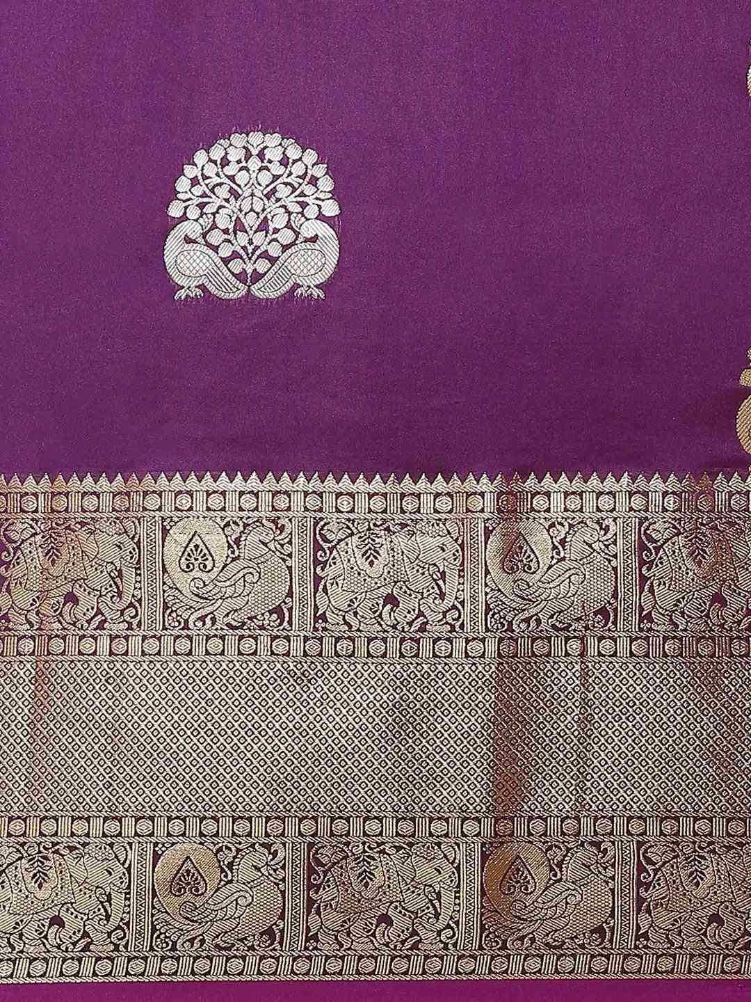 Wine Kanjivaaram Soft Silk Kanchi Zari Weaving Saree