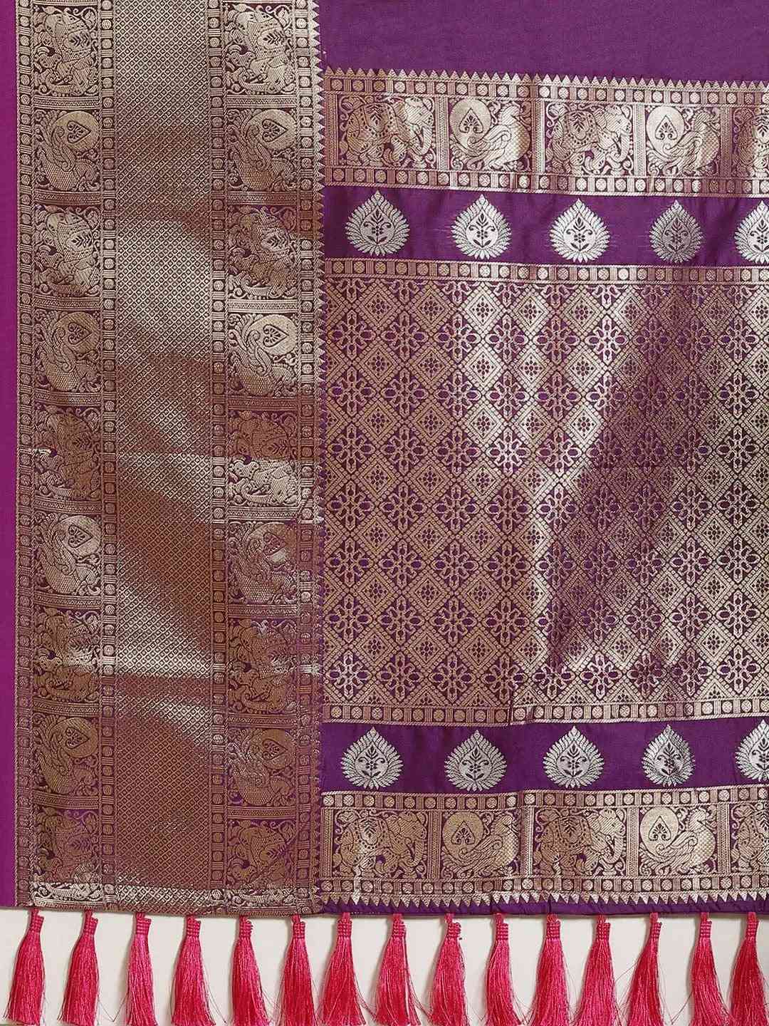 Wine Kanjivaaram Soft Silk Kanchi Zari Weaving Saree