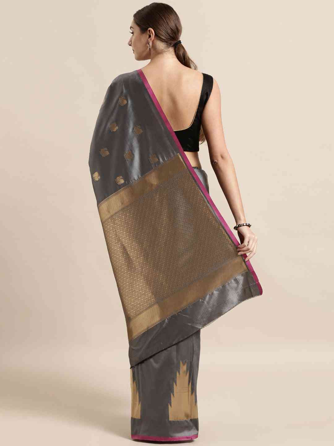 Exclusive Geometric Print Zari Silk Banarasi Saree