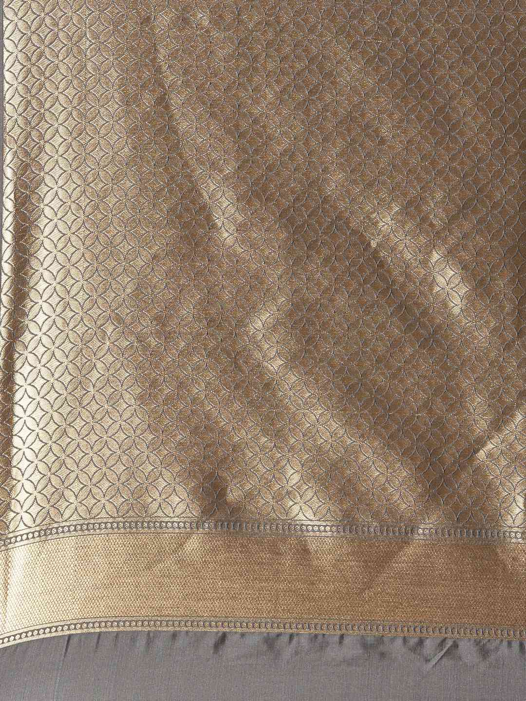 Exclusive Geometric Print Zari Silk Banarasi Saree